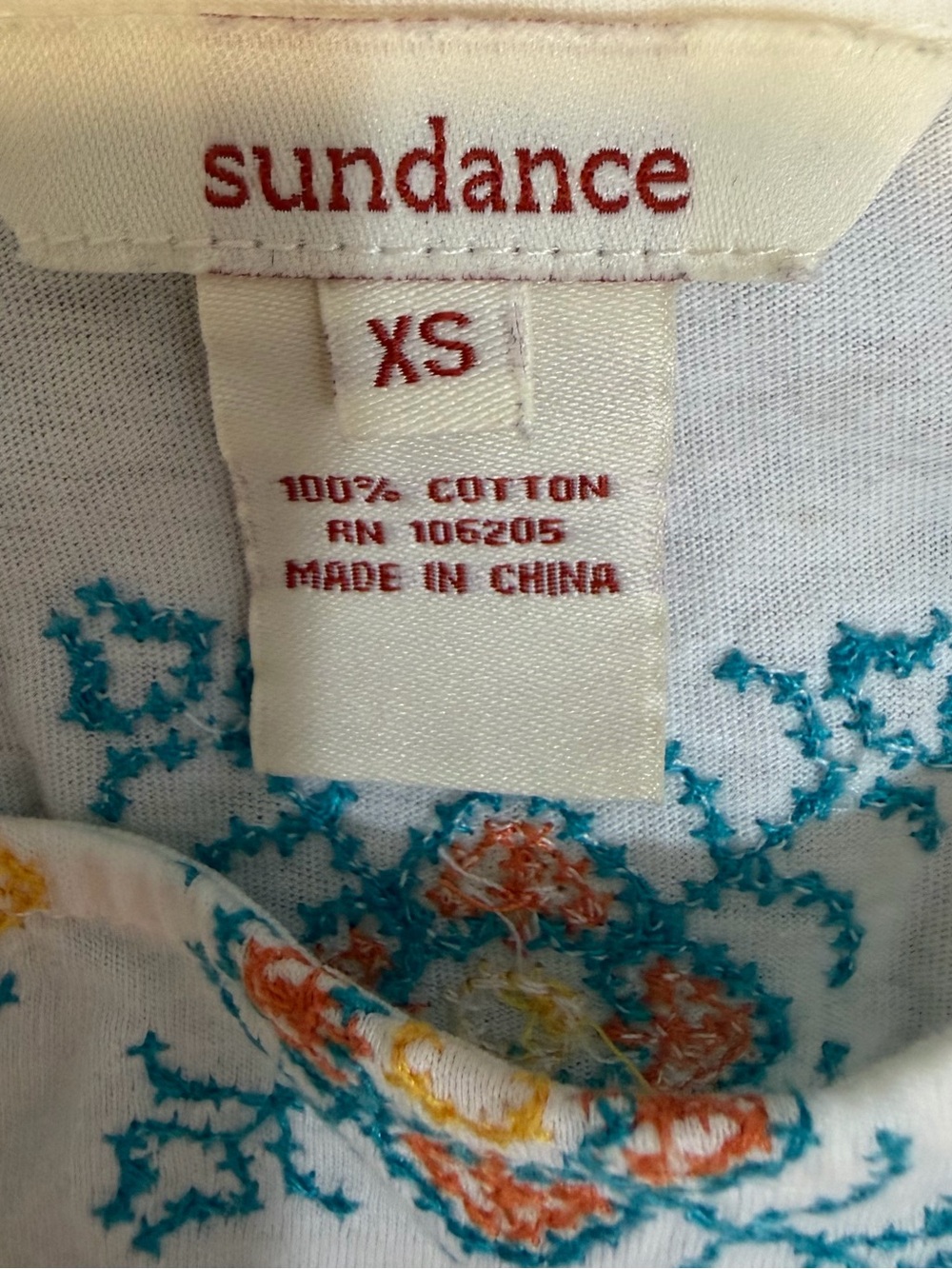 Sundance Cassandra Top Boho Southwestern 100%Cotton Floral Peasant Blouse XS - Picture 6 of 8